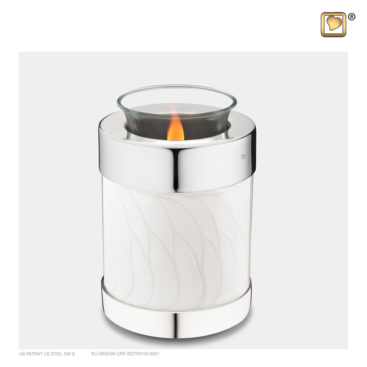 Tealight urn Pearl White&Pol silver